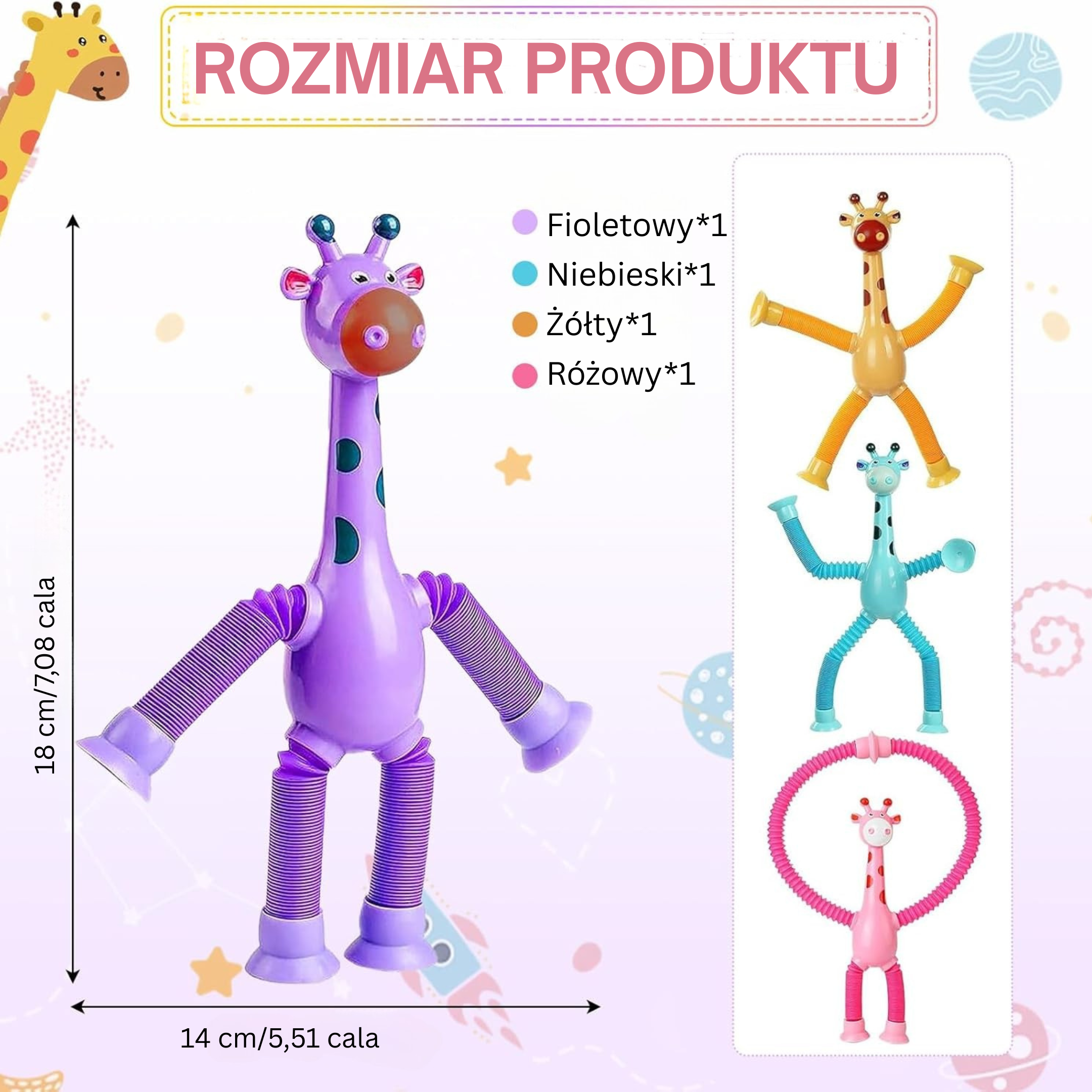 StretchyGiraffe™ – zabawka sensoryczna z przyssawką